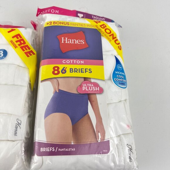 Hanes Women's Briefs 22 Pair Size 8 XL White Cotton Tagless - Picture 7 of 7